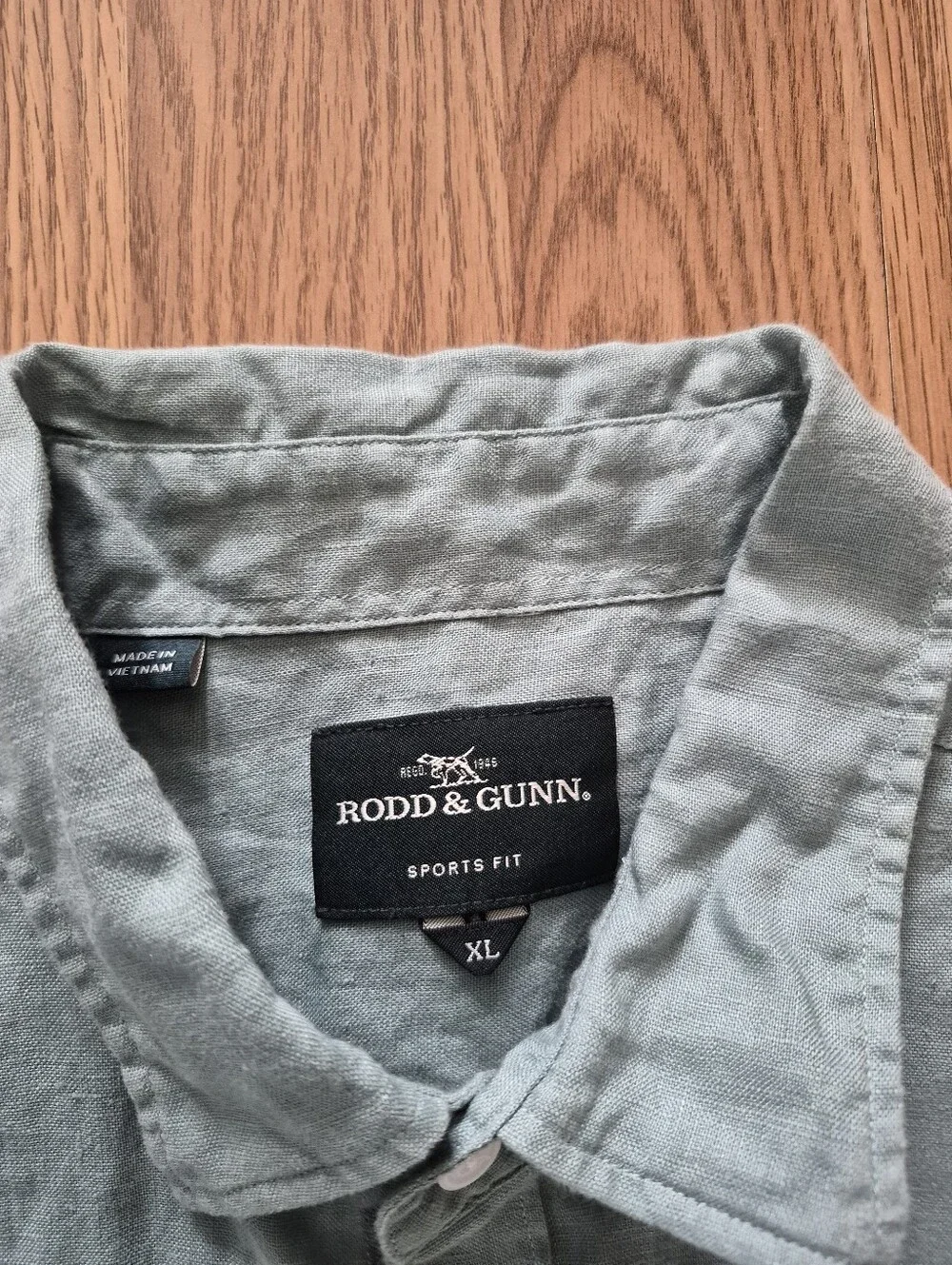 Rod & Gunn Sports Fit Men's Green Linen Short-Sleeve Button-Down Shirt